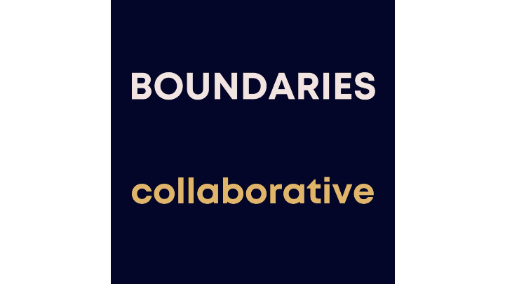 In neon colors, "Boundaries are not collaborative" and the words flicker like neon sign