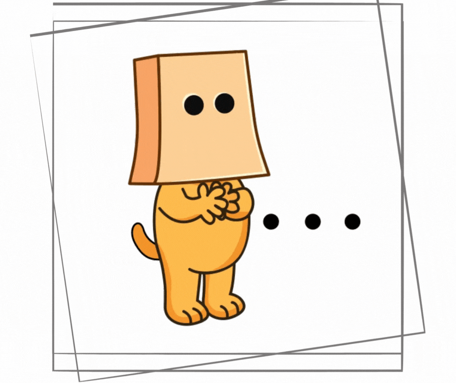 gif of a cartoon dog standing awkwardly with ellipses appearing next to him