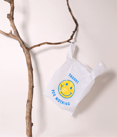gif of a plastic shopping bag blowing in the wind. Printed on it is "thanks for nothing"